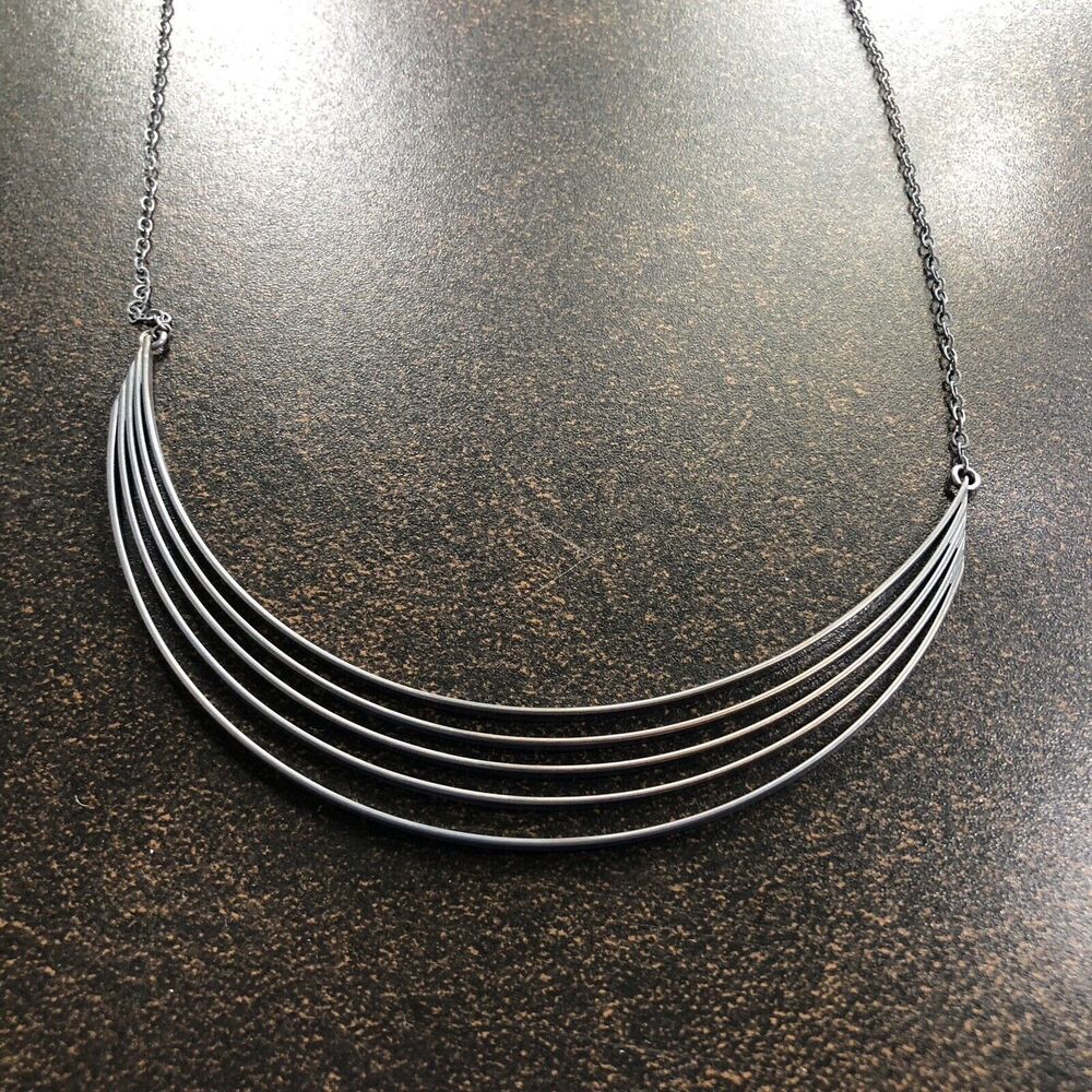 Sterling Silver Arc Boho Necklace Handmade Southwest Chic Unique Design - Picture 3 of 7